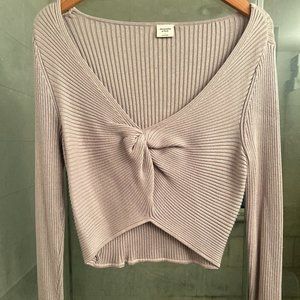 Abercrombie Twist Front Sweater Top, Light Taupe, Size L